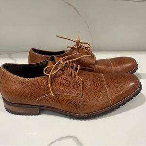 Cole Haan NikeAir men's pebble leather tan Oxford dress shoes size 10M -SEE WEAR